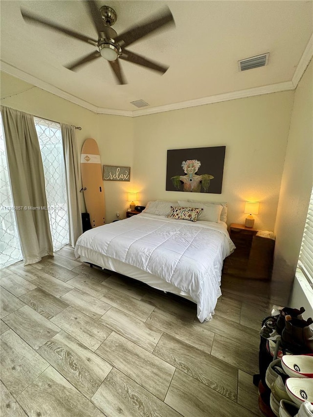 16724 NW 8th St, Pembroke Pines, FL 33028 - bedroom with crown molding, multiple windows, visible vents, and wood finished floors