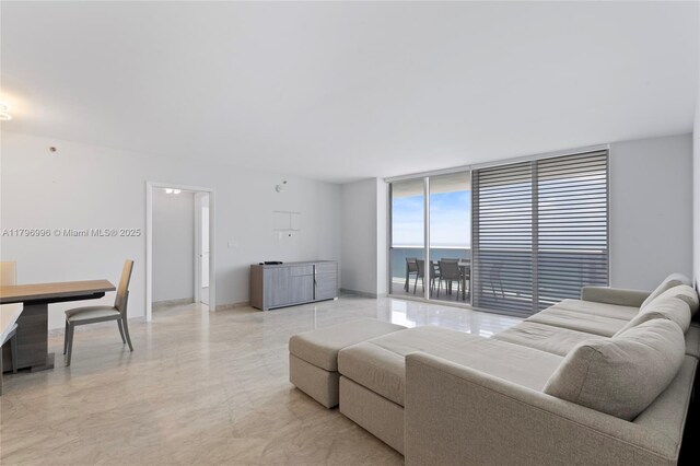 living area with expansive windows