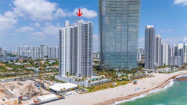 city view featuring expansive beach