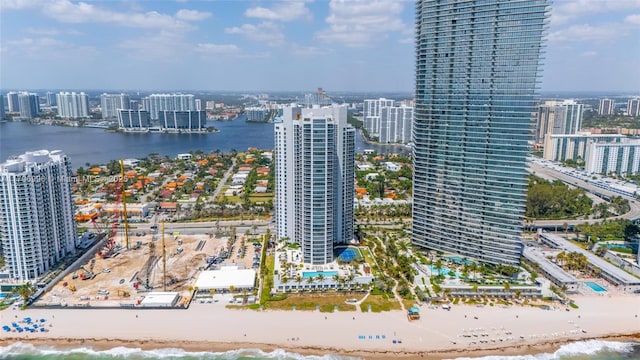 view of city featuring expansive coastline