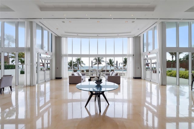 community lobby featuring a high ceiling