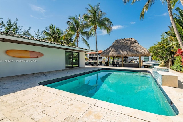 2020 NE 121st Rd, North Miami, FL 33181 - outdoor pool featuring an outdoor hangout area, a patio, and a gazebo