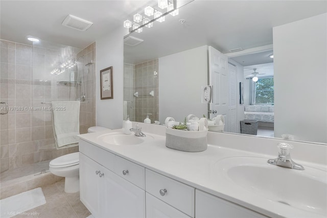 519 E Sheridan St Unit 3052, Dania Beach, FL 33004 - bathroom with double vanity, connected bathroom, a shower stall, and a sink
