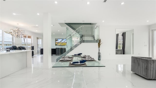 17739 SW 54th St, Miramar, FL 33029 - interior space with an inviting chandelier, marble finish floor, and recessed lighting