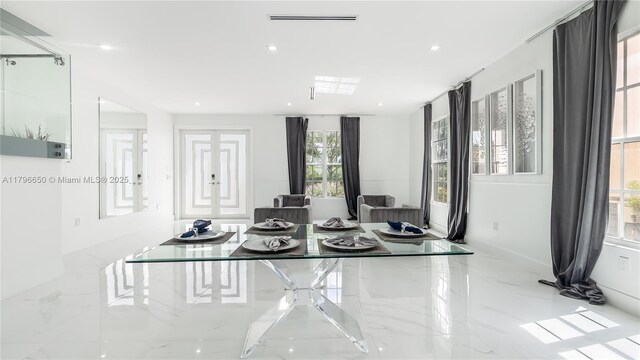 17739 SW 54th St, Miramar, FL 33029 - dining area with baseboards, marble finish floor, and recessed lighting