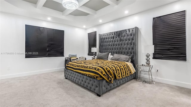 17739 SW 54th St, Miramar, FL 33029 - carpeted bedroom with coffered ceiling, recessed lighting, baseboards, and beam ceiling