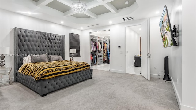 17739 SW 54th St, Miramar, FL 33029 - carpeted bedroom with coffered ceiling, beam ceiling, visible vents, and recessed lighting