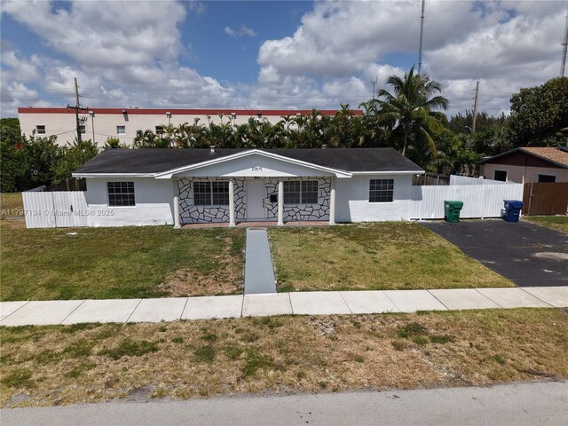 20570 NW 1st Ct, Miami Gardens, FL 33169 - ranch-style home with stucco siding, asphalt driveway, and covered porch