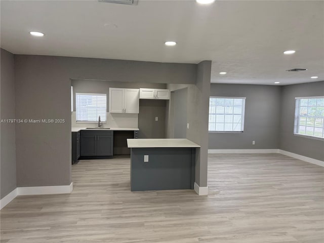 20570 NW 1st Ct, Miami Gardens, FL 33169 - kitchen featuring light wood finished floors, baseboards, and a sink