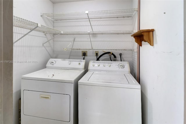 laundry room with washing machine and clothes dryer and laundry area