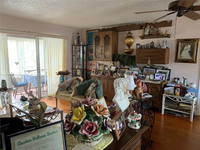 705 Lori Dr Unit 204, Palm Springs, FL 33461 - misc room featuring a textured ceiling, wood finished floors, and a ceiling fan