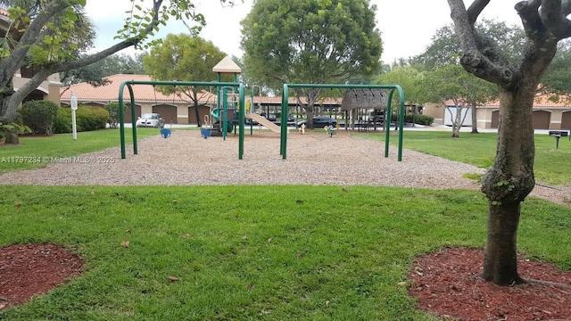 community playground with a yard