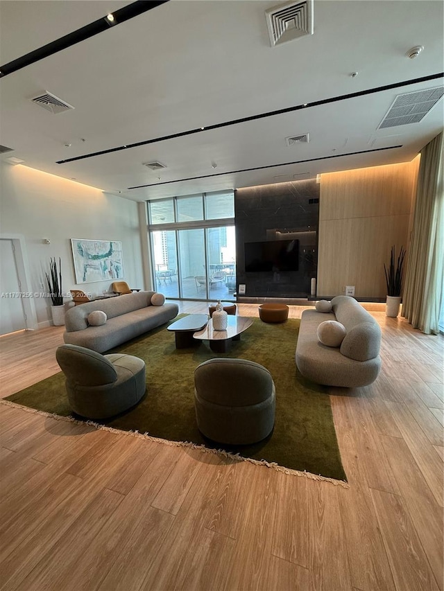 building lobby featuring expansive windows