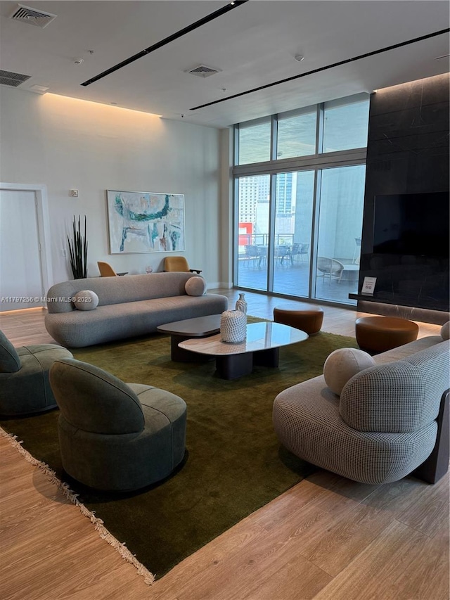 lobby featuring a wall of windows