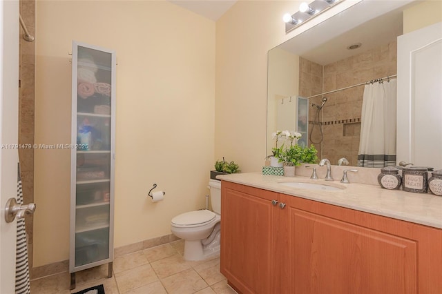 2750 SW 81st Ave Unit 1202, Miramar, FL 33025 - full bathroom featuring toilet, tiled shower, tile patterned flooring, and vanity