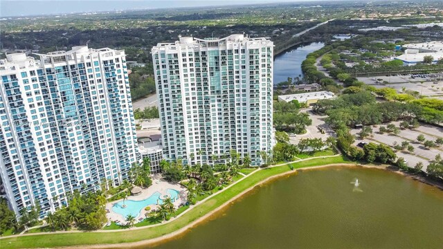 2641 N Flamingo Rd Unit 307N, Sunrise, FL 33323 - aerial view of property and surrounding area with a pool area and a nearby body of water