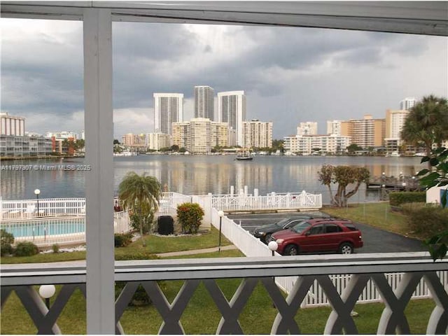 property view of water with a city view