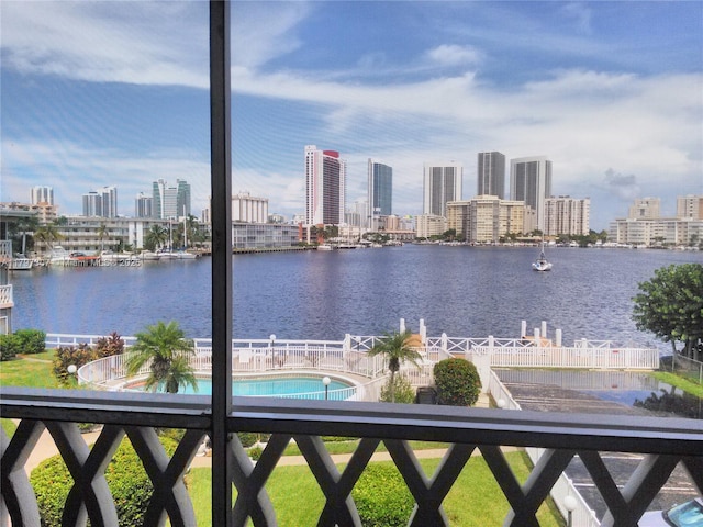 450 Golden Isles Dr Unit 2H, Hallandale Beach, FL 33009 - water view with city skyline