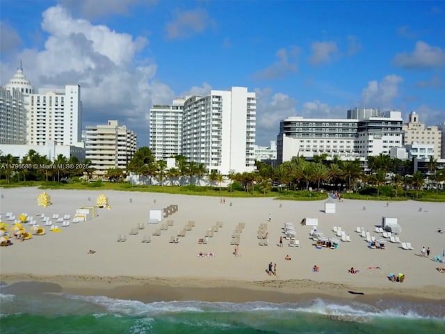 100 Lincoln Rd Unit 1209, Miami Beach, FL 33139 - drone / aerial view featuring a city view, a view of the beach, and a water view