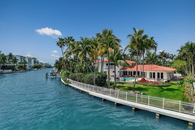 10301 E Broadview Dr, Bay Harbor Islands, FL 33154 - water view featuring a boat dock