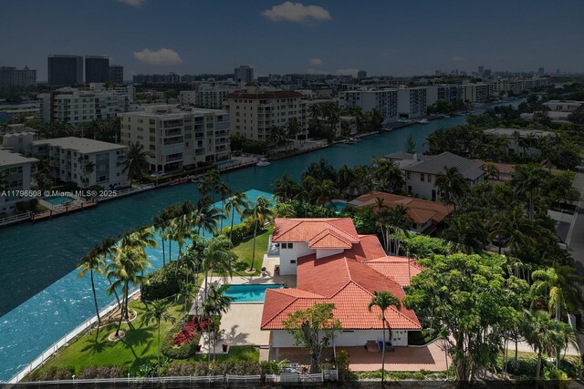 10301 E Broadview Dr, Bay Harbor Islands, FL 33154 - drone / aerial view of a pool area and a large body of water