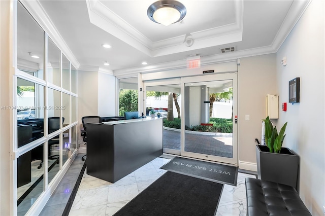 welcome area with french doors and visible vents