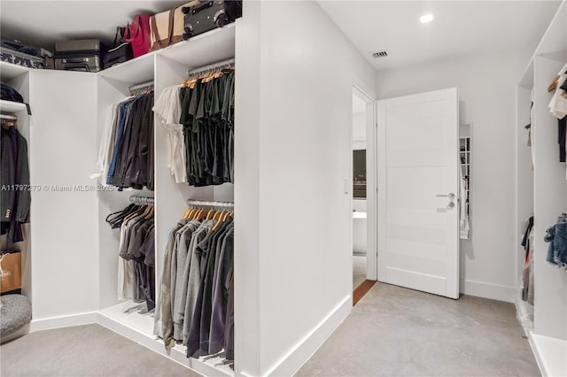 walk in closet featuring visible vents