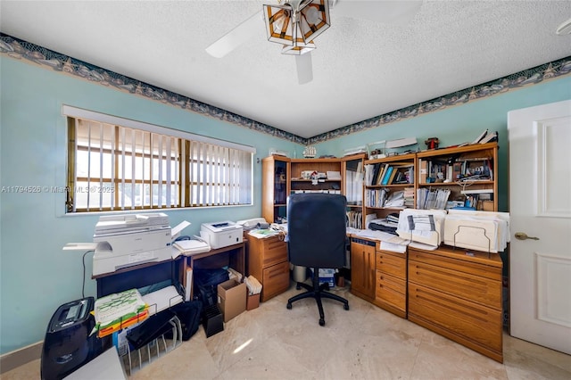 1243 Funston St, Hollywood, FL 33019 - office area featuring a textured ceiling and a ceiling fan