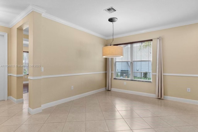 4528 SW 183rd Ave, Miramar, FL 33029 - empty room with baseboards, ornamental molding, tile patterned floors, and visible vents