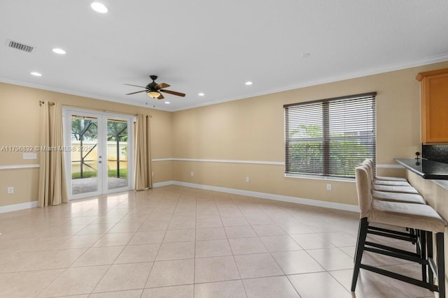 4528 SW 183rd Ave, Miramar, FL 33029 - interior space with ceiling fan, ornamental molding, baseboards, and visible vents