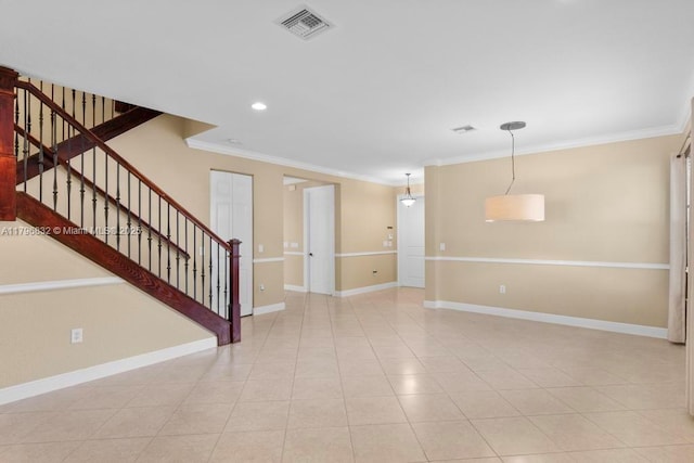 4528 SW 183rd Ave, Miramar, FL 33029 - interior space featuring stairs, visible vents, baseboards, ornamental molding, and recessed lighting
