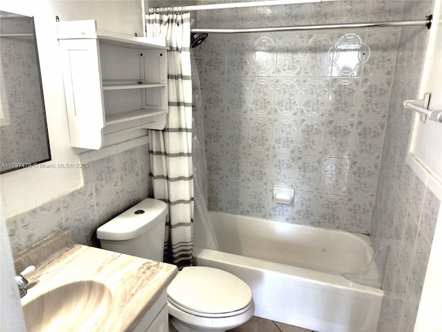 3660 NE 166th St Unit 302, North Miami Beach, FL 33160 - bathroom featuring vanity, toilet, and shower / bath combination with curtain