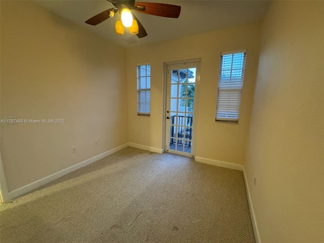 8706 Blaze Ct, Davie, FL 33328 - carpeted spare room featuring baseboards and ceiling fan