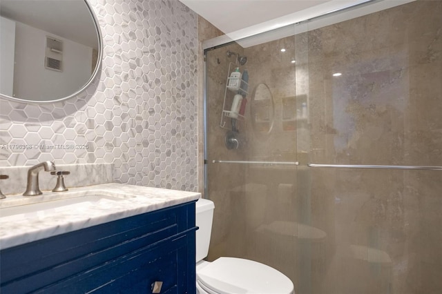 770 Claughton Island Dr Unit 1114, Miami, FL 33131 - full bath with vanity, a stall shower, and decorative backsplash