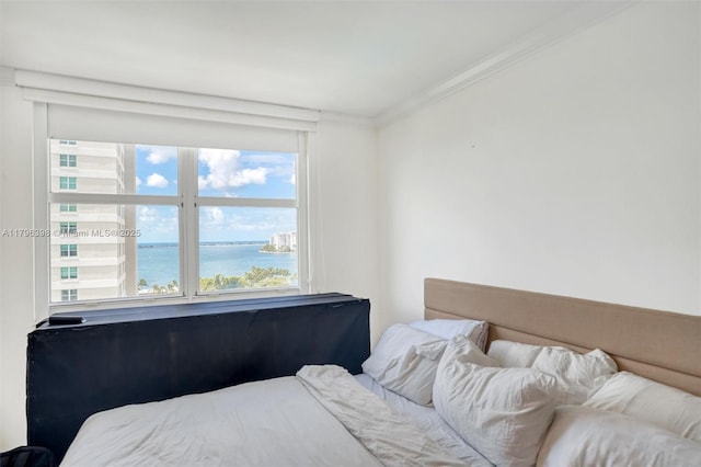 770 Claughton Island Dr Unit 1114, Miami, FL 33131 - bedroom featuring a water view and crown molding