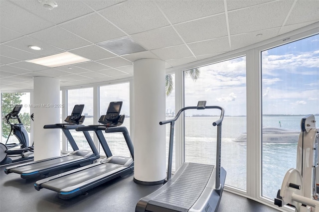 770 Claughton Island Dr Unit 1114, Miami, FL 33131 - gym featuring a drop ceiling