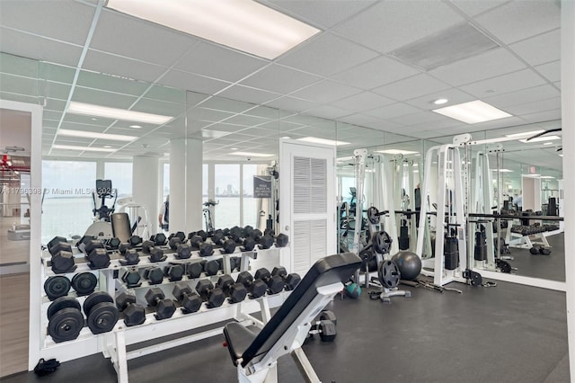 770 Claughton Island Dr Unit 1114, Miami, FL 33131 - workout area featuring a paneled ceiling