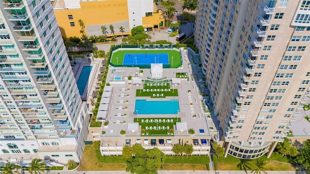770 Claughton Island Dr Unit 1114, Miami, FL 33131 - aerial view of a pool area and apartment complex / building
