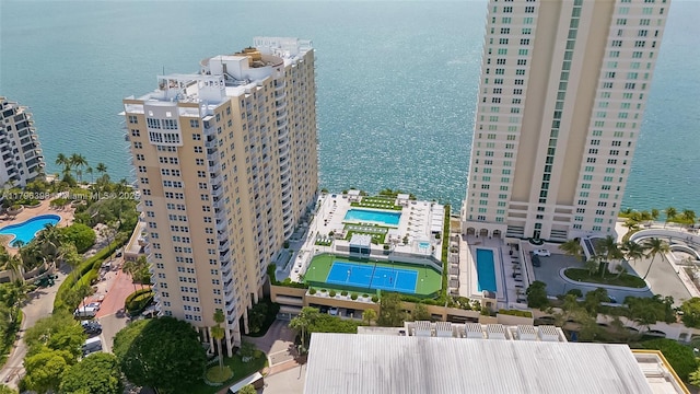 770 Claughton Island Dr Unit 1114, Miami, FL 33131 - drone / aerial view of a pool and a large body of water