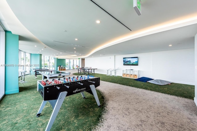 488 NE 18th St Unit 208, Miami, FL 33132 - playroom with carpet floors, recessed lighting, and plenty of natural light