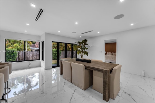 13211 SW 6th St, Miami, FL 33184 - living room with marble finish floor, a wealth of natural light, recessed lighting, and visible vents