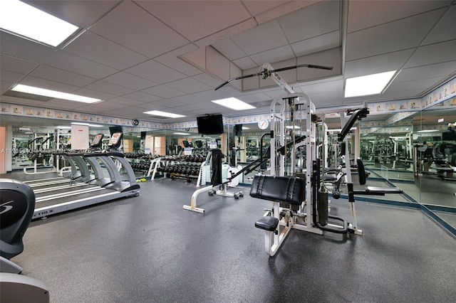 2899 Collins Ave Unit 1738, Miami Beach, FL 33140 - gym with a paneled ceiling