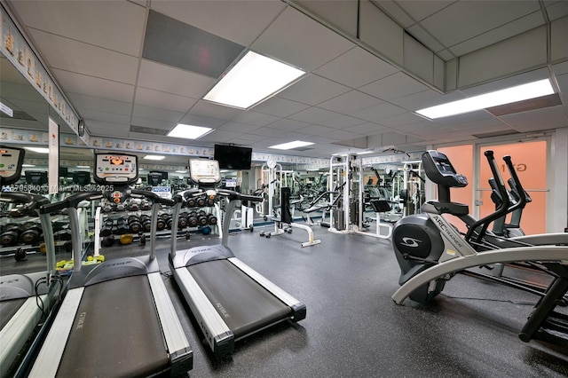 2899 Collins Ave Unit 1738, Miami Beach, FL 33140 - gym featuring a drop ceiling