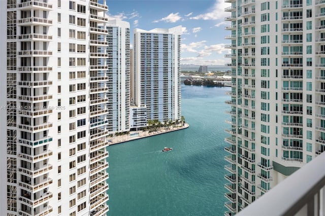 property view of water with a view of city