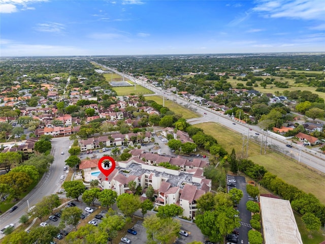 drone / aerial view with a residential view