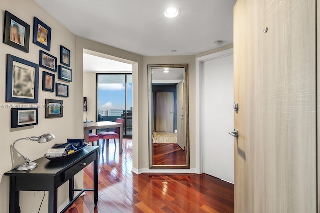 1330 W Ave Unit 3003, Miami Beach, FL 33139 - corridor with dark wood-style flooring and recessed lighting