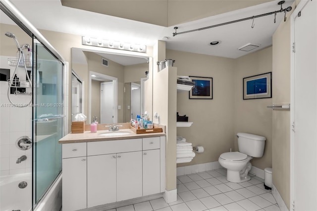 1330 W Ave Unit 3003, Miami Beach, FL 33139 - full bathroom featuring toilet, baseboards, visible vents, tile patterned flooring, and vanity