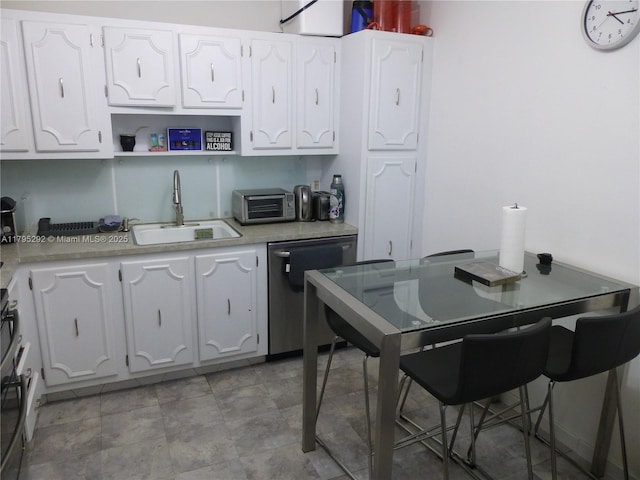 2801 NE 183rd St Unit 1507W, Aventura, FL 33160 - kitchen with light countertops, a sink, a toaster, white cabinets, and dishwasher