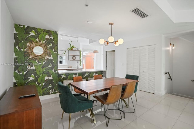 18445 NE 27th Pl, Aventura, FL 33160 - dining room with a notable chandelier and visible vents