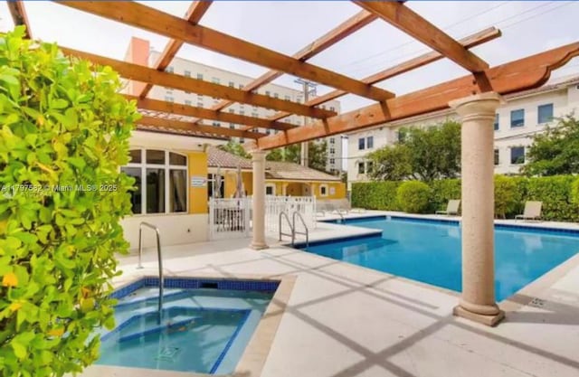 18445 NE 27th Pl, Aventura, FL 33160 - pool with a patio, a pergola, and a community hot tub